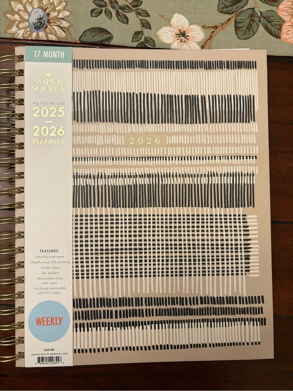 Paper Source Beige & Black 2025-2026 Weekly Planner